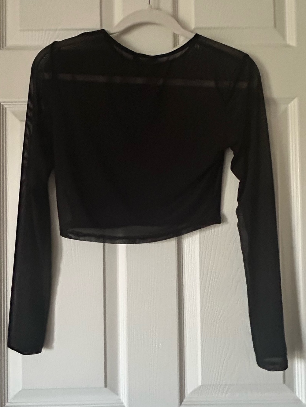 Black Long-Sleeve Sheer Crop Top - Women - Picture 5 of 9